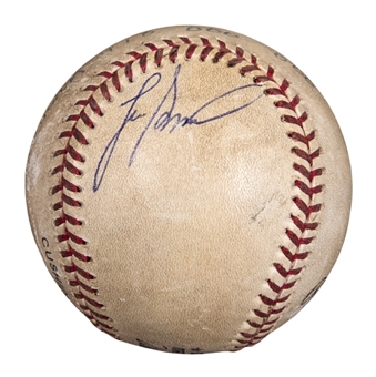 1993 Lee Smith Game Used/Signed Career Save #363 Baseball Used on 4/26/93 (Smith LOA)
